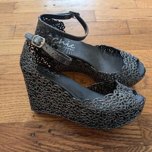 Chic by Lady Couture Glittery Butterfly jelly Platform Wedges